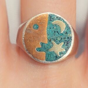 Mexican Sterling Celestial Vintage Ring